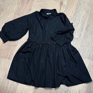 Black Button-Front Tiered Dress